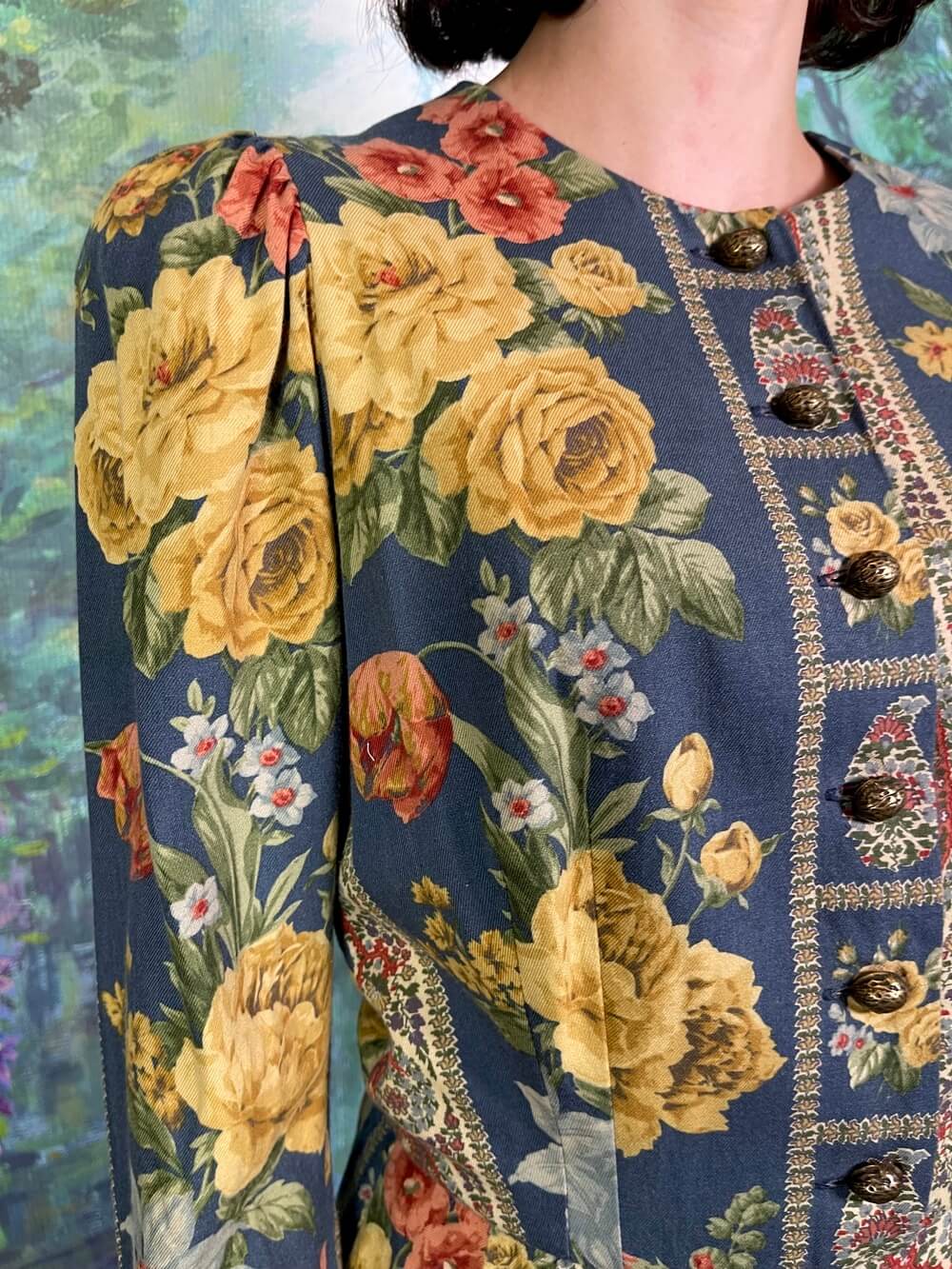 Vintage Austrian Wool Floral and Paisley Maxi Dress