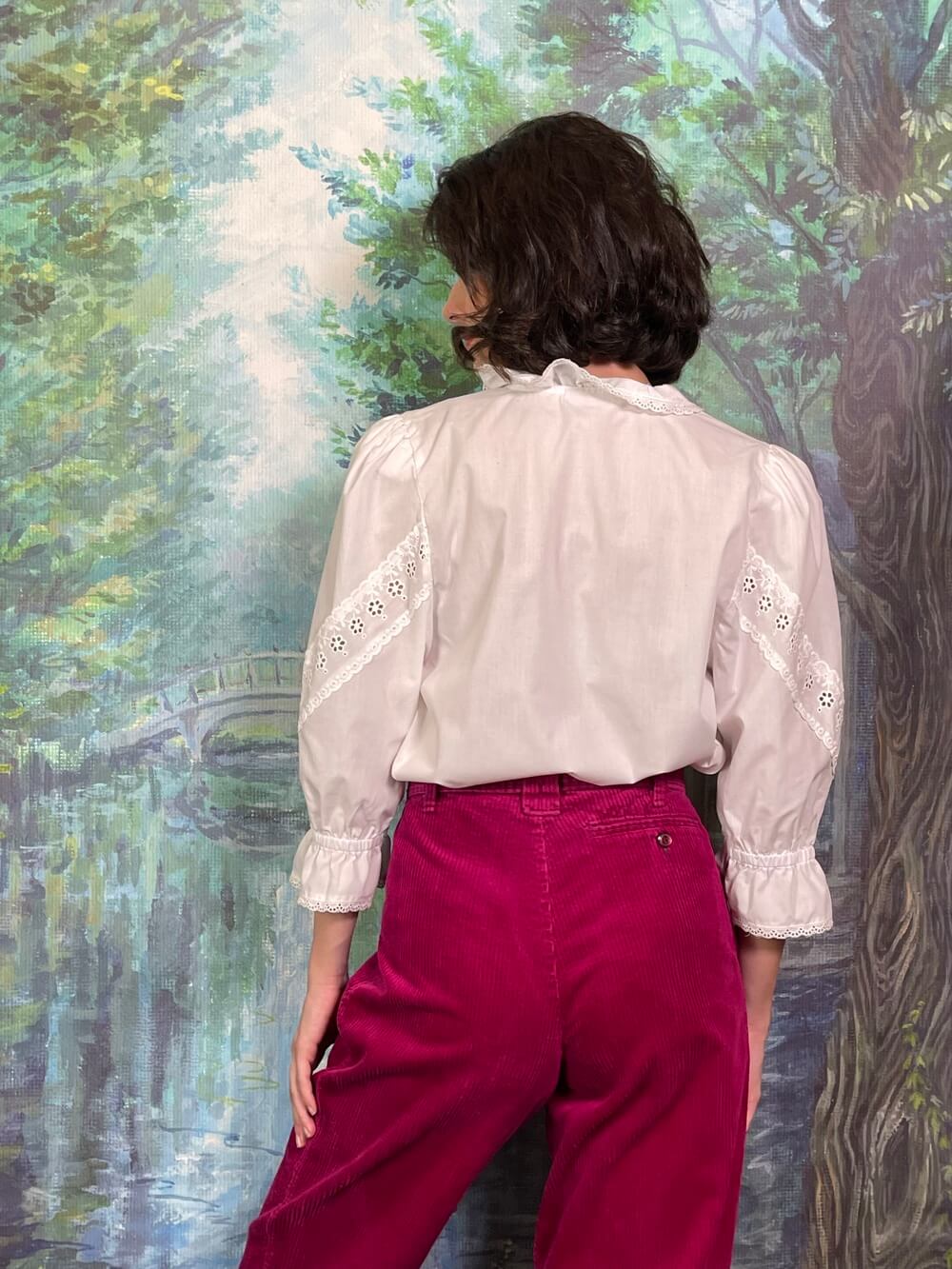 Vintage Austrian Ruffle Lace White Blouse