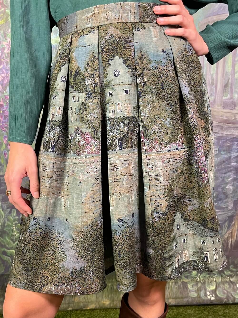 Vintage Geiger Wool Tapestry Skirt – Village Landscape