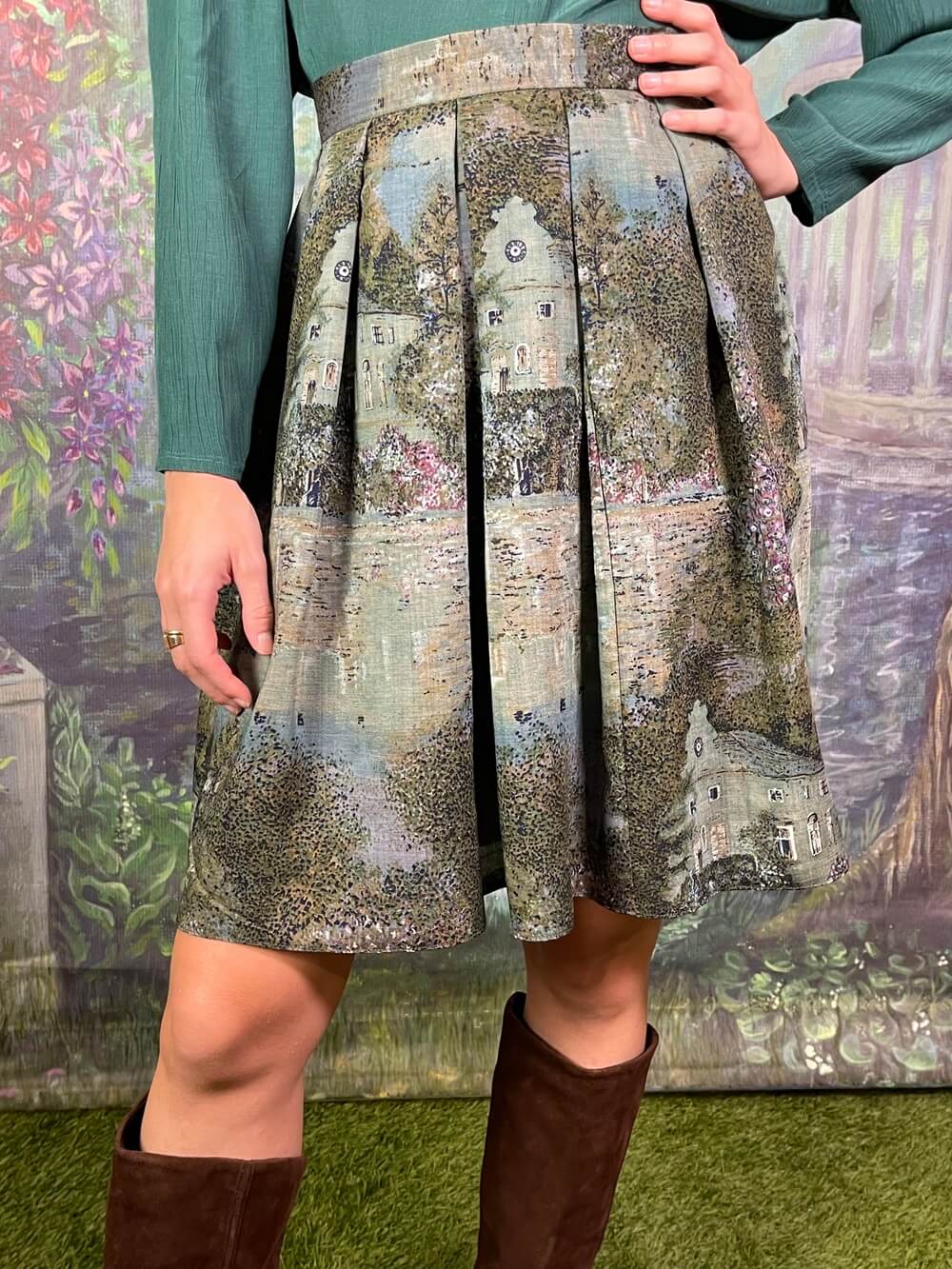 Vintage Geiger Wool Tapestry Skirt – Village Landscape