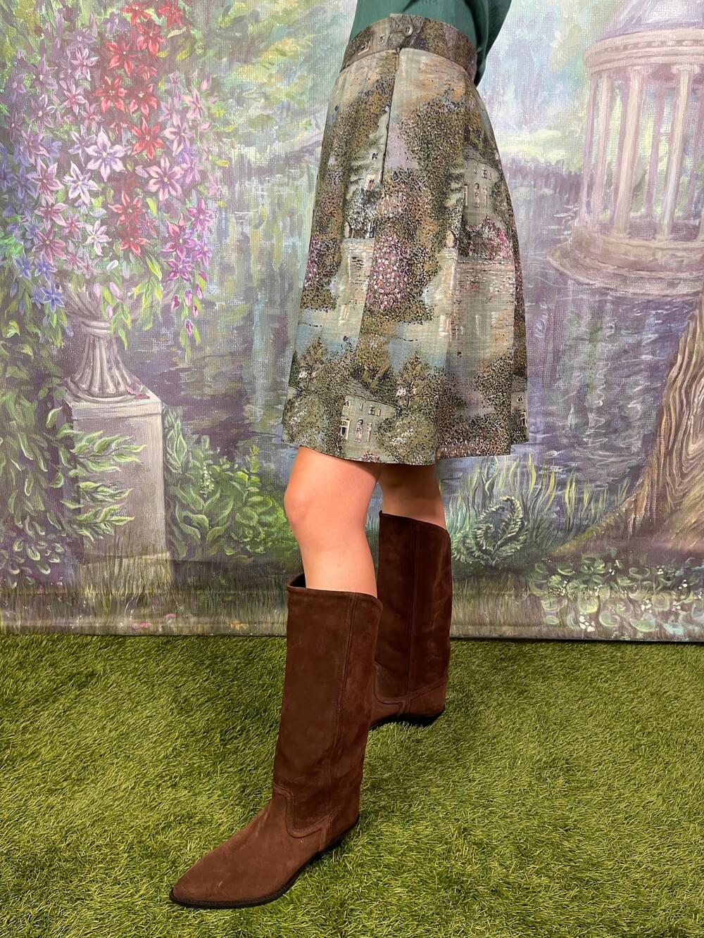 Vintage Geiger Wool Tapestry Skirt – Village Landscape