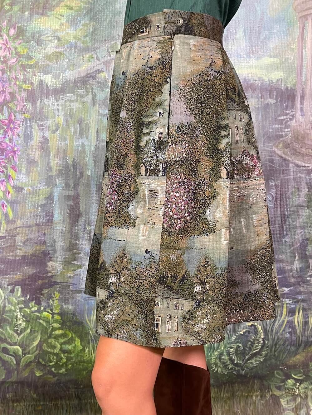 Vintage Geiger Wool Tapestry Skirt – Village Landscape