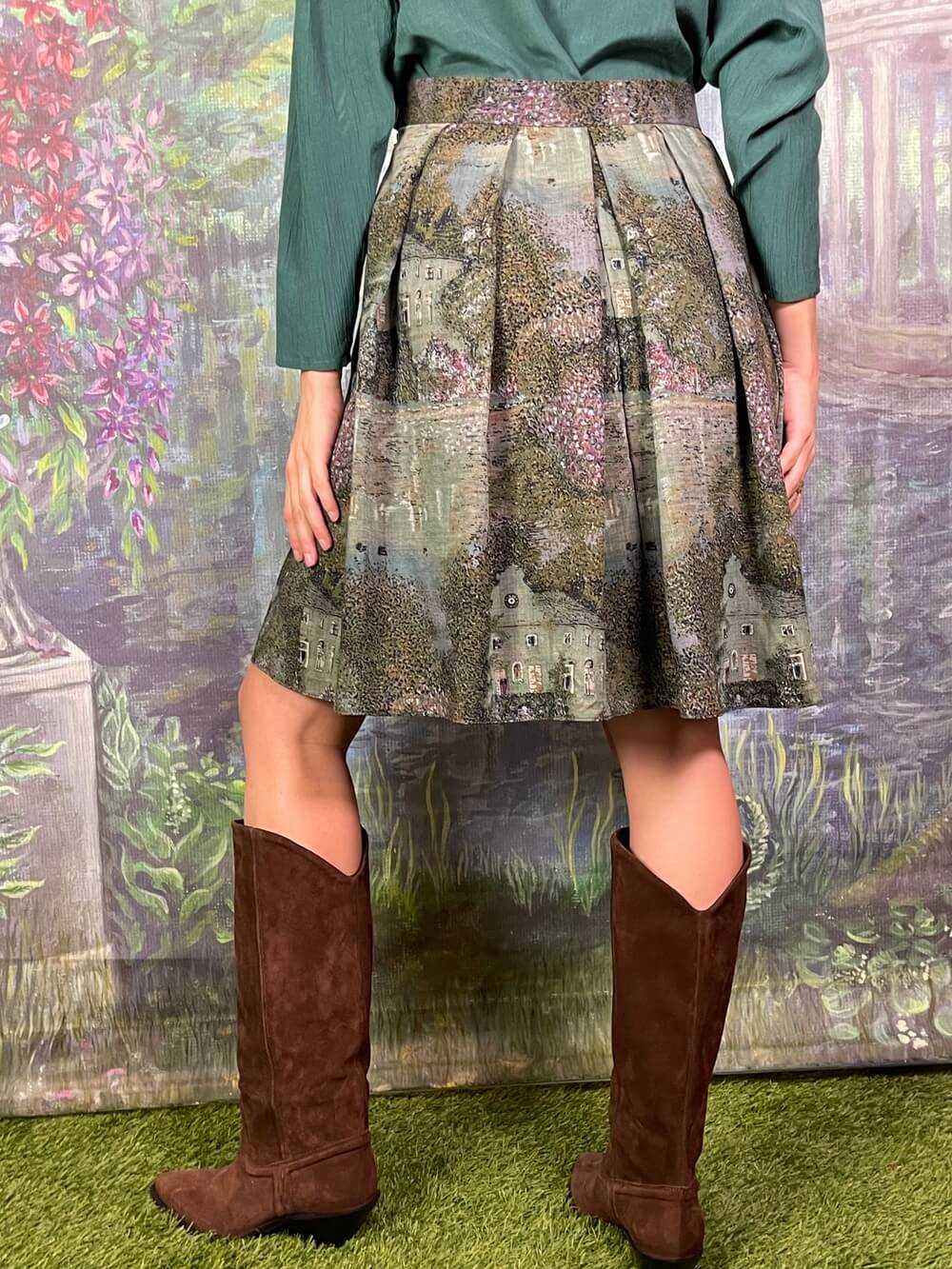 Vintage Geiger Wool Tapestry Skirt – Village Landscape