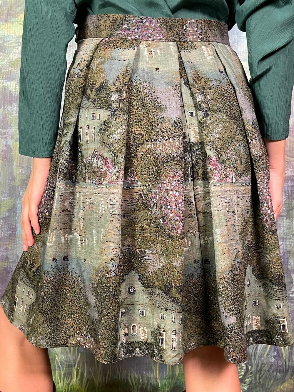 Vintage Geiger Wool Tapestry Skirt – Village Landscape