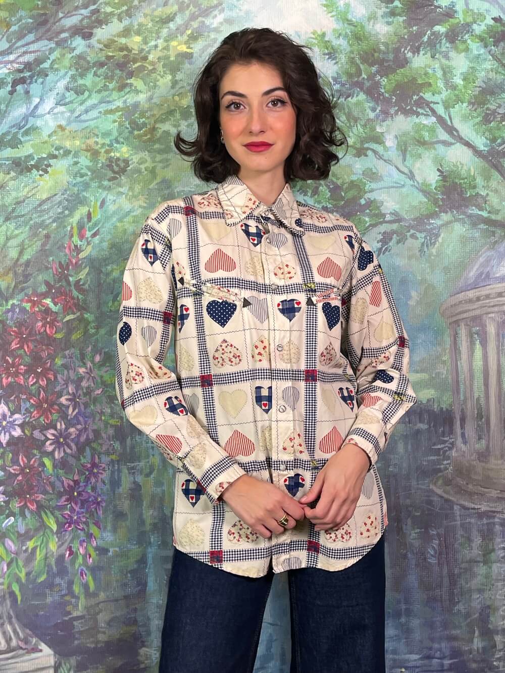 Vintage Heart Patchwork-Style blouse