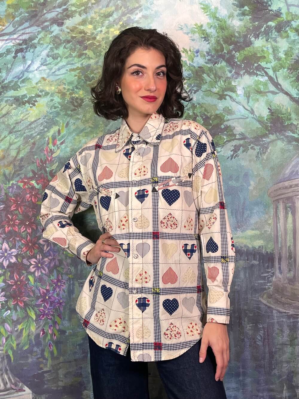 Vintage Heart Patchwork-Style blouse