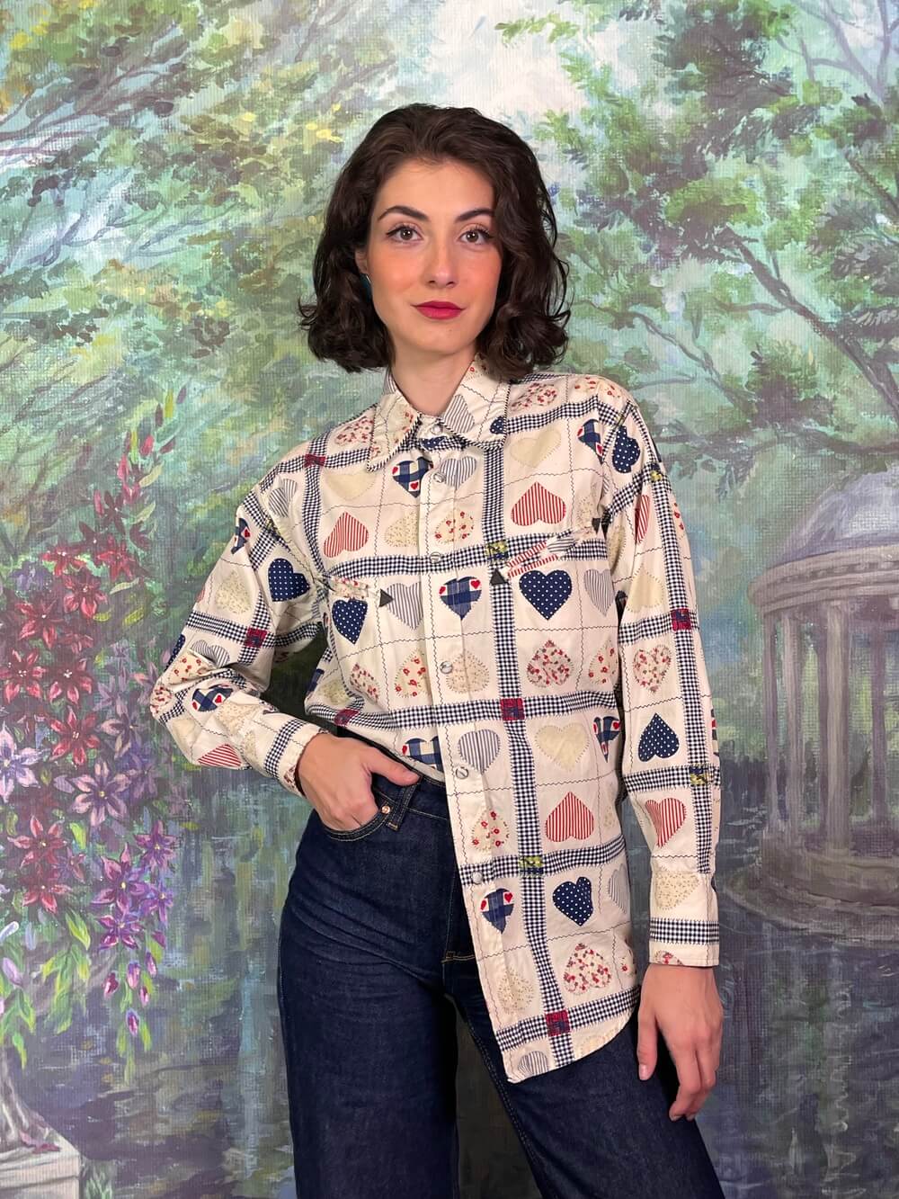 Vintage Heart Patchwork-Style blouse