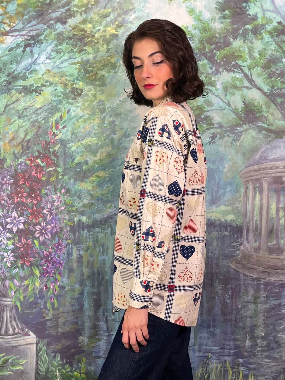 Vintage Heart Patchwork-Style blouse