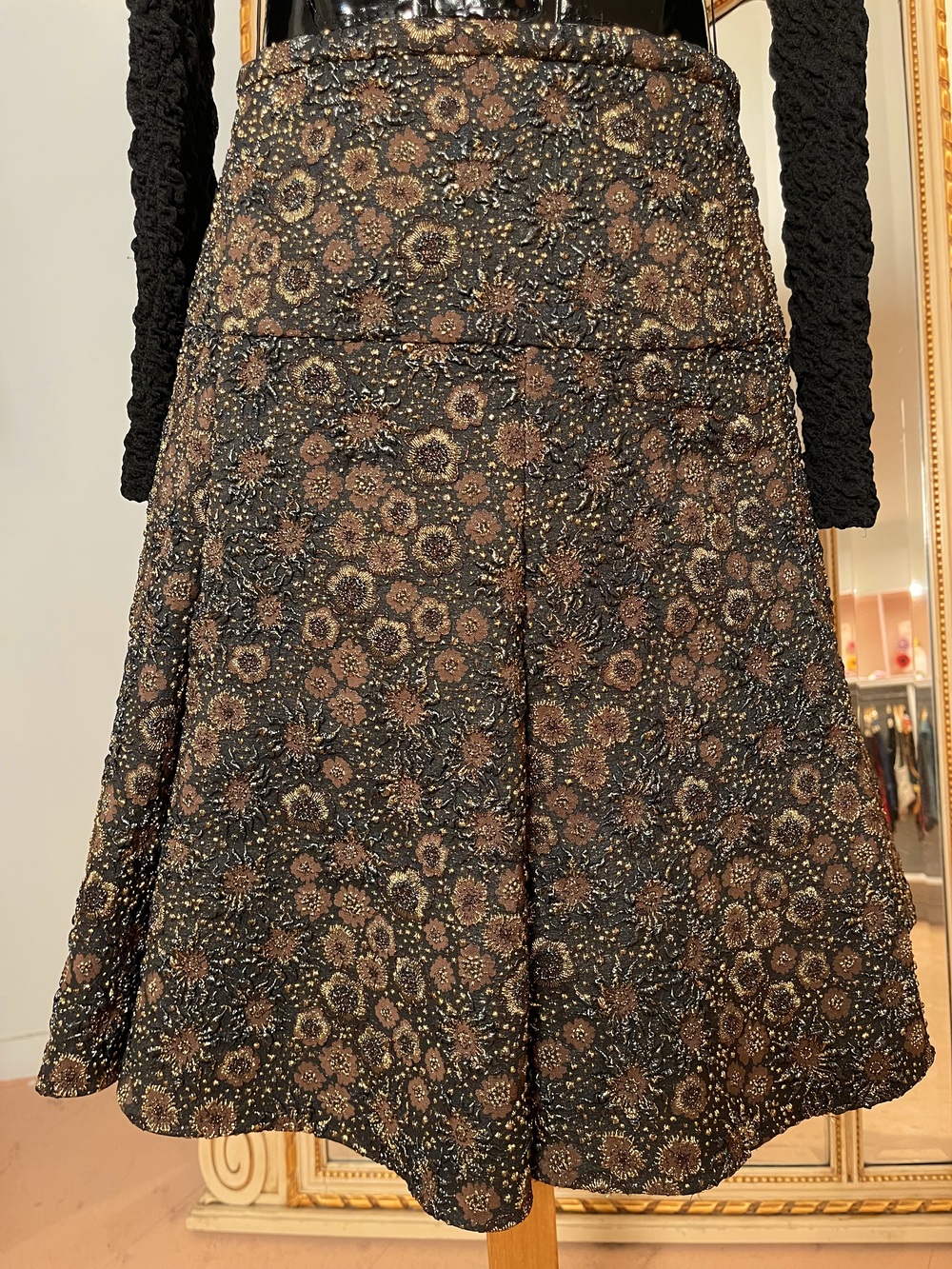Vintage Rare Rochas Metallic Jacquard Skirt