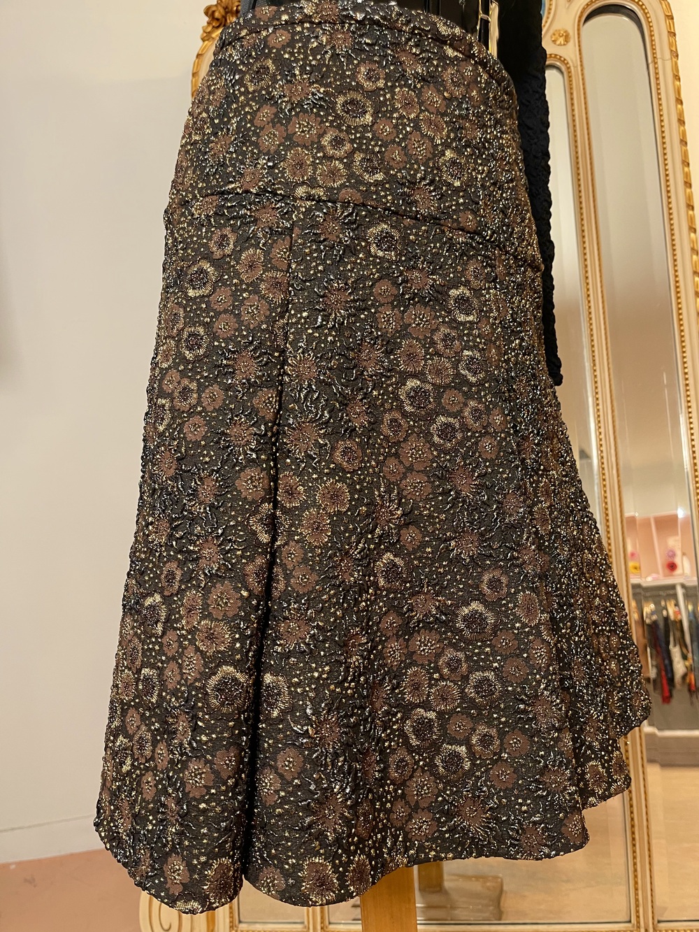 Vintage Rare Rochas Metallic Jacquard Skirt