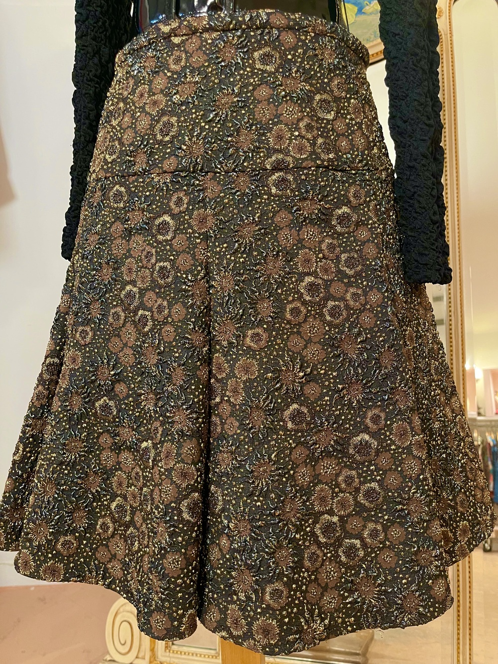 Vintage Rare Rochas Metallic Jacquard Skirt