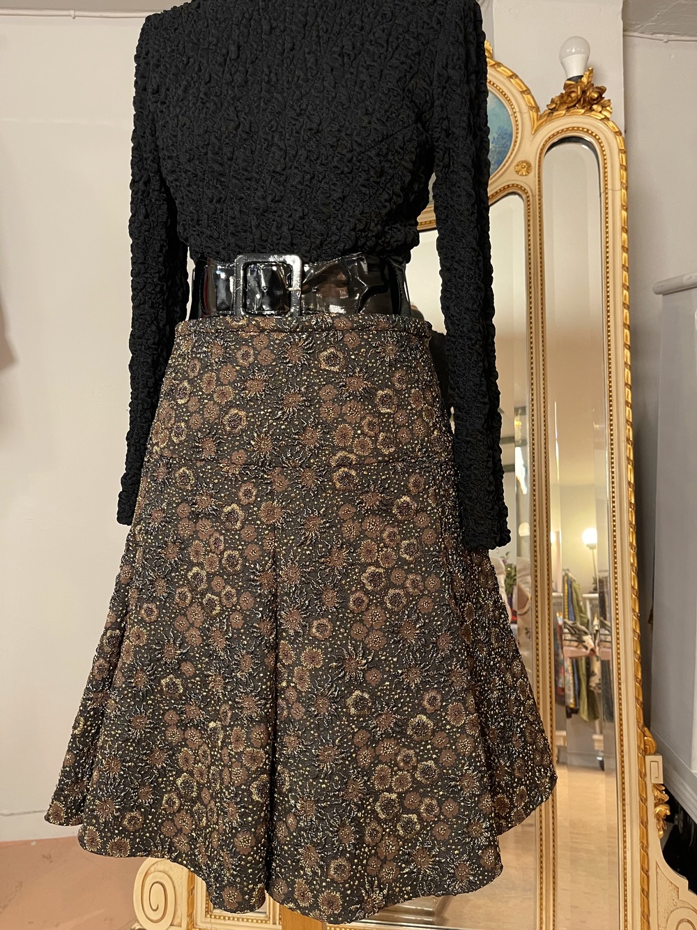 Vintage Rare Rochas Metallic Jacquard Skirt