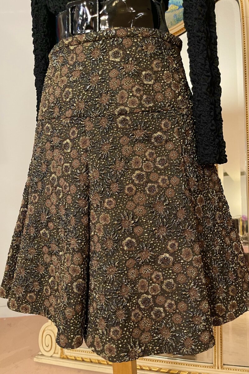 Vintage Rare Rochas Metallic Jacquard Skirt