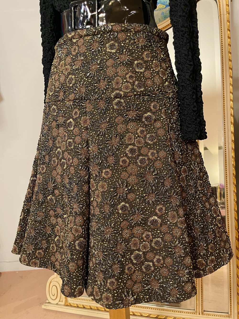 Vintage Rare Rochas Metallic Jacquard Skirt