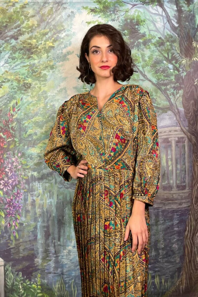 vintage-metallic-paisley-floral-midi-dress-balloon-sleeves. (10)
