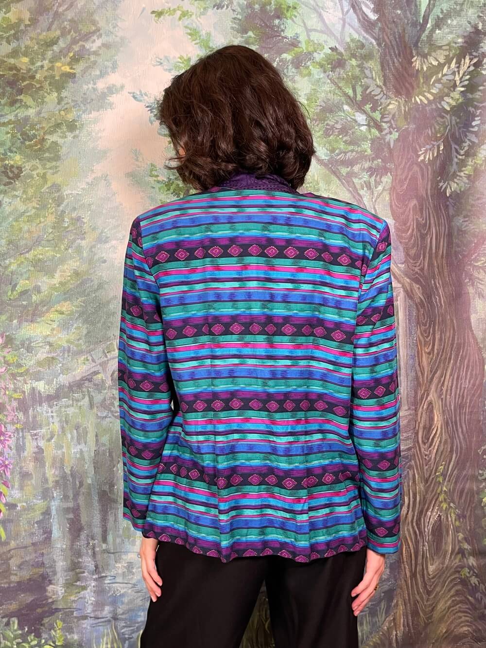 Vintage Striped Tribal Jacket in Turquoise and Purple