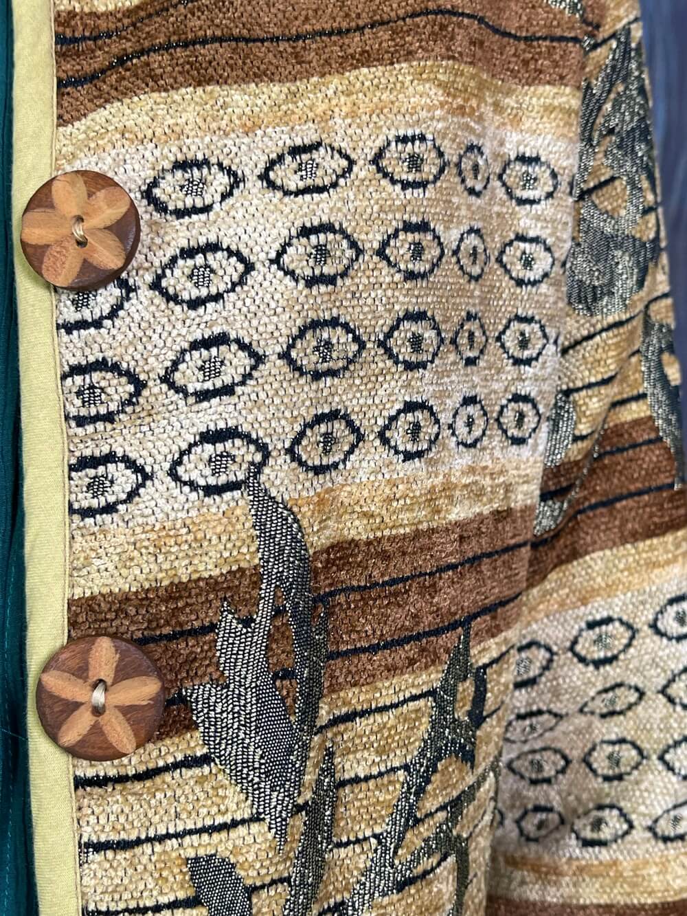 Vintage Tapestry Jacket with Wooden Buttons