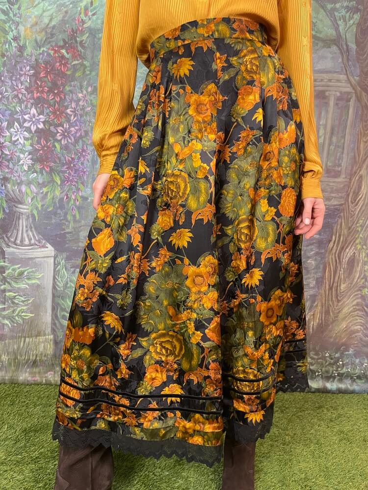 Vintage Austrian Jacquard Floral Skirt