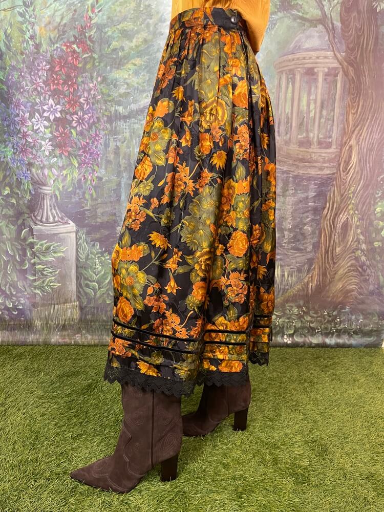 Vintage Austrian Jacquard Floral Skirt