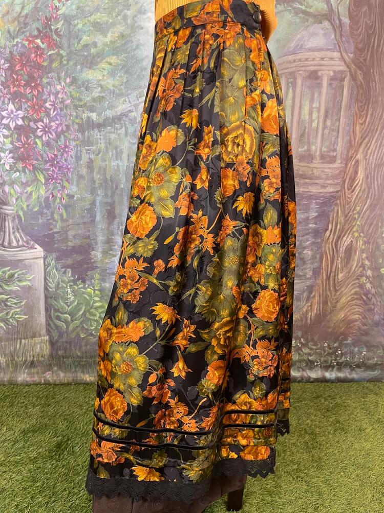 Vintage Austrian Jacquard Floral Skirt
