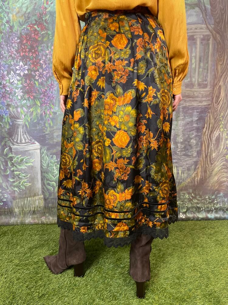 Vintage Austrian Jacquard Floral Skirt
