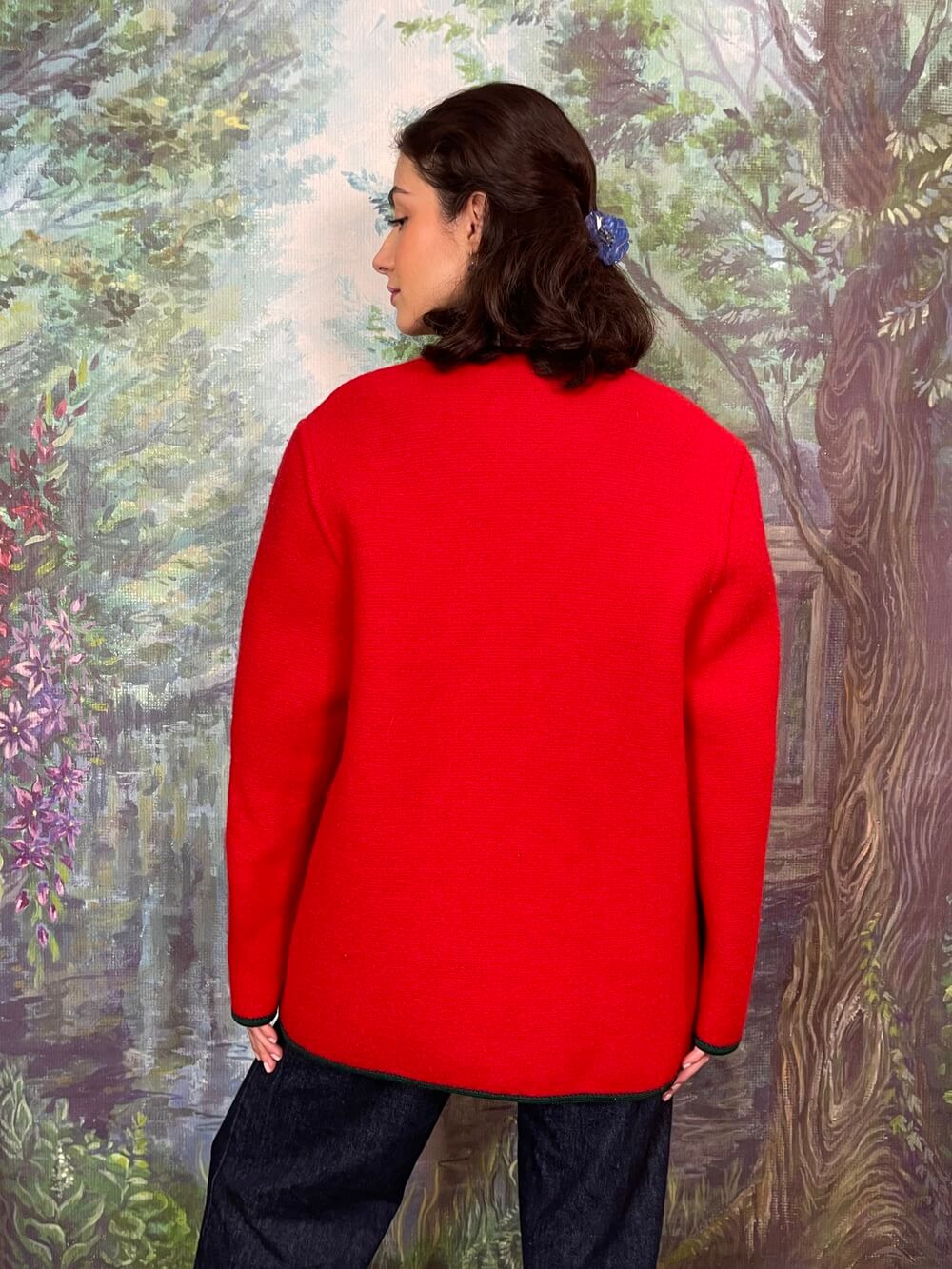 Vintage Austrian Red Wool Embroidered Jacket