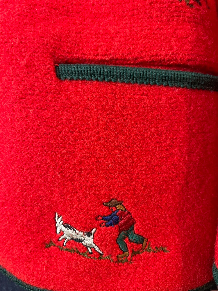 Vintage Austrian Red Wool Embroidered Jacket