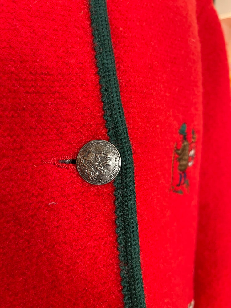 Vintage Austrian Red Wool Embroidered Jacket