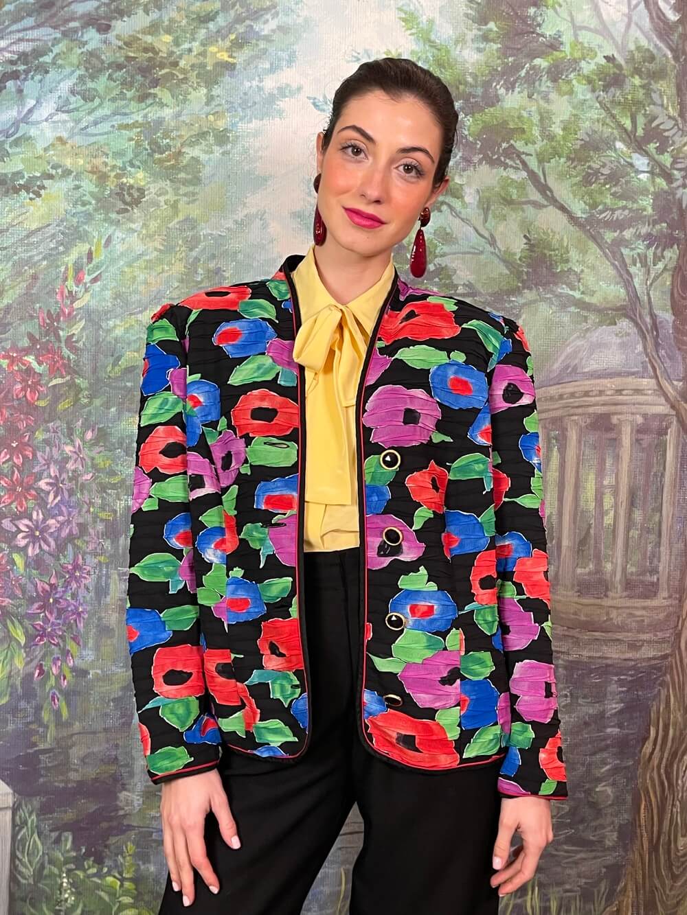 Vintage Floral Jacket with Abstract Print