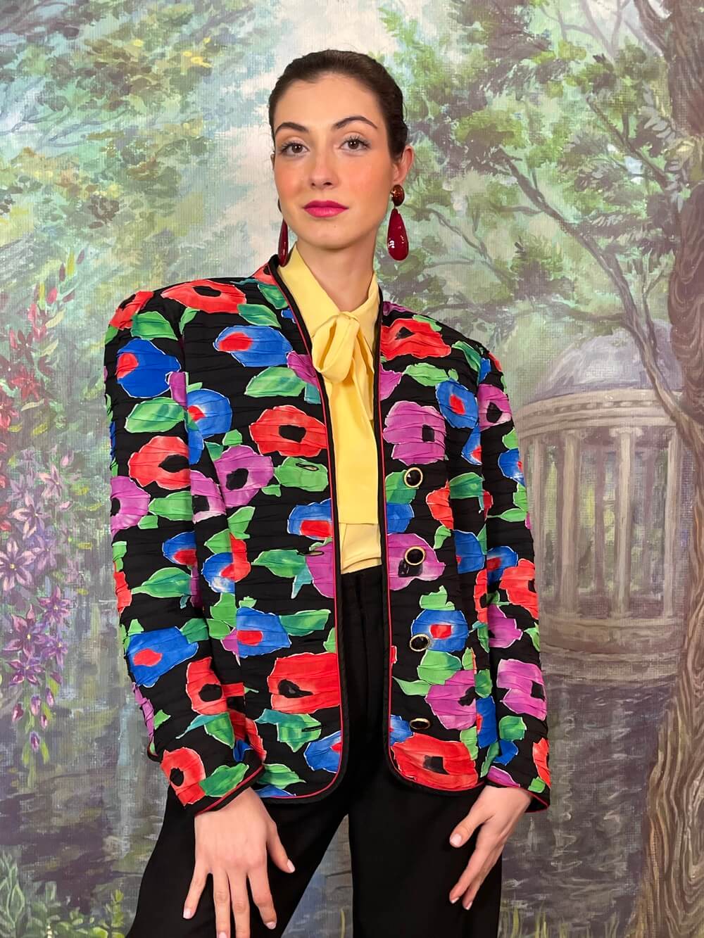 Vintage Floral Jacket with Abstract Print