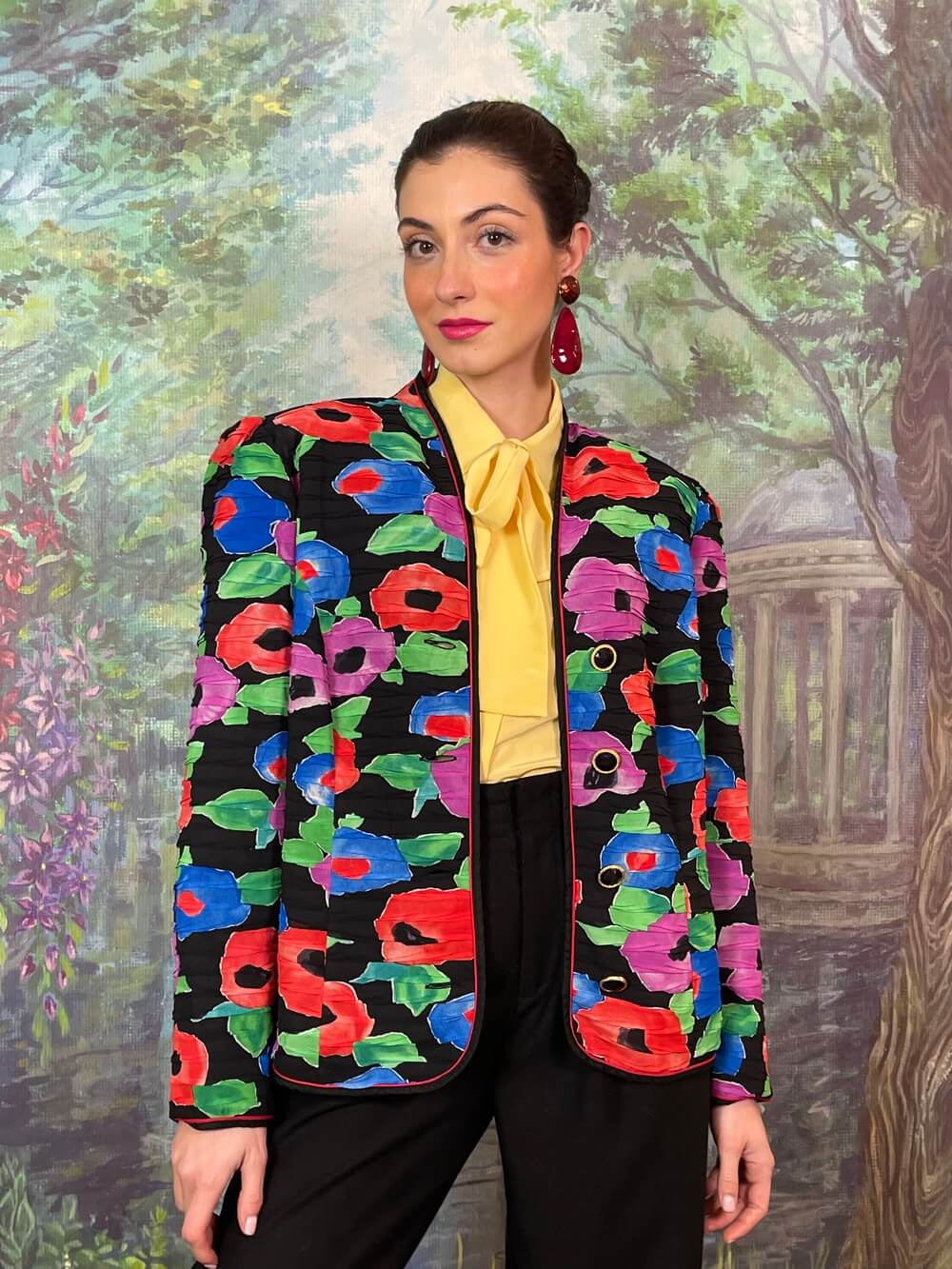 Vintage Floral Jacket with Abstract Print
