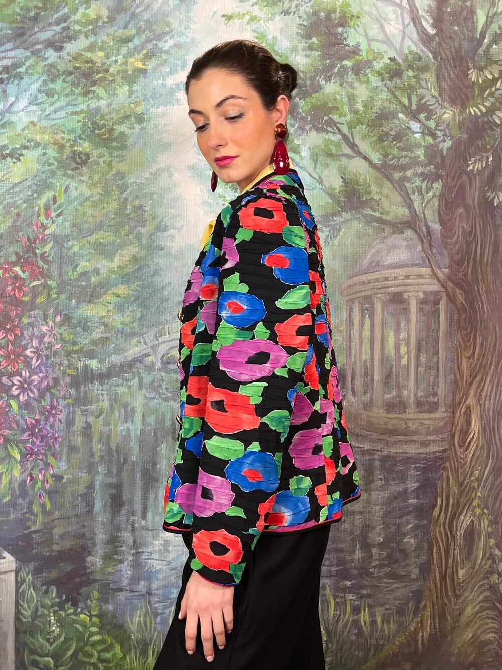 Vintage Floral Jacket with Abstract Print