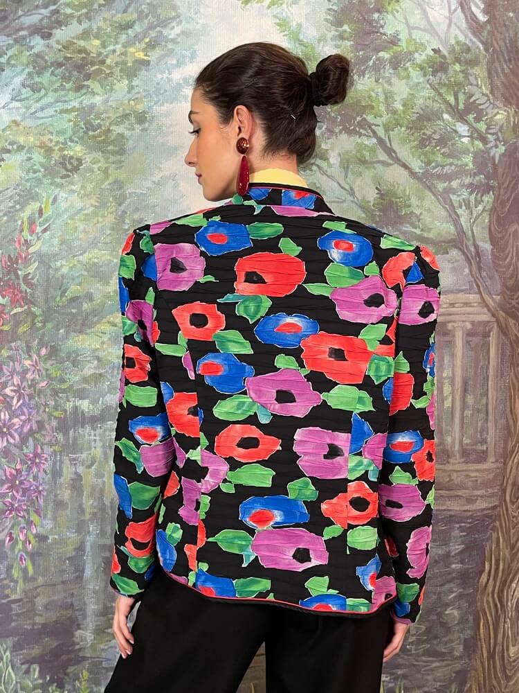 Vintage Floral Jacket with Abstract Print