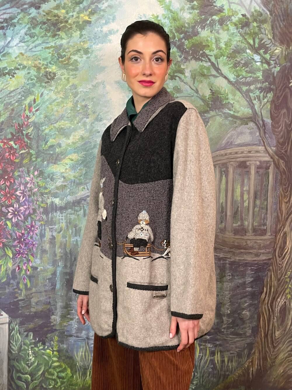 Rare Austrian Wool Emroidered Winter Scene Jacket