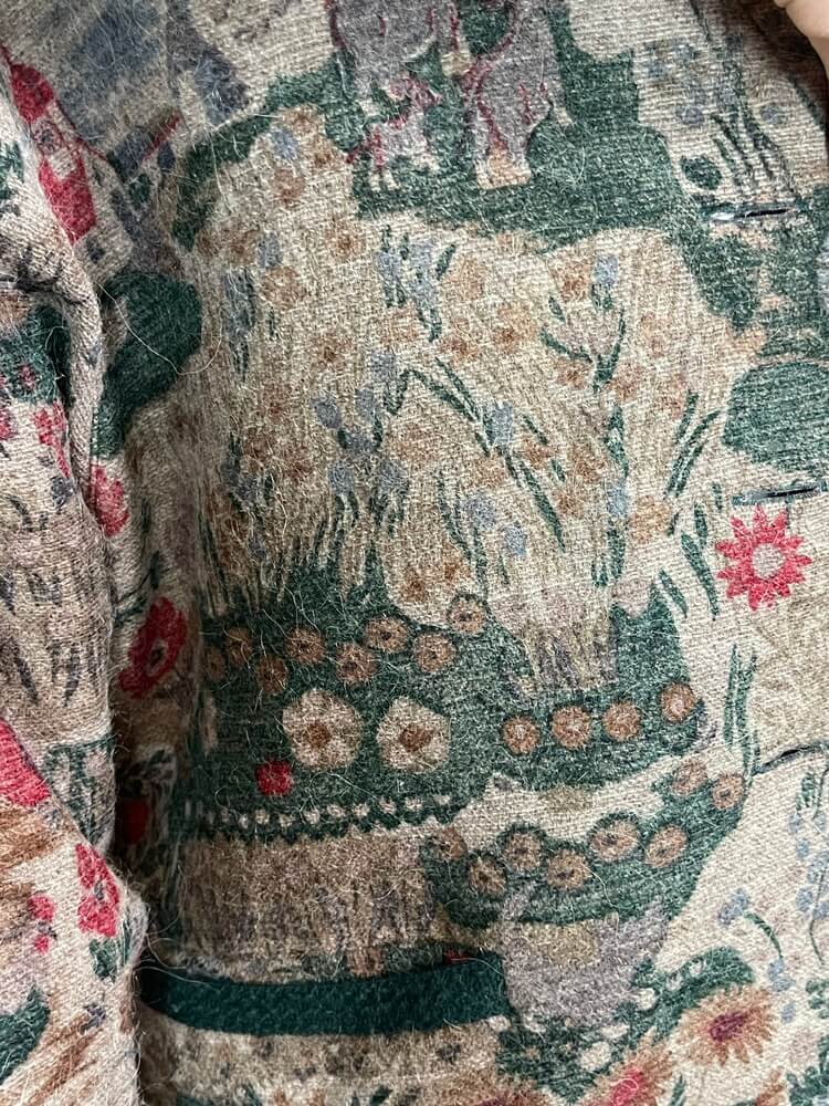 Vintage Austrian Wool Jacket with Folk Landscape Print