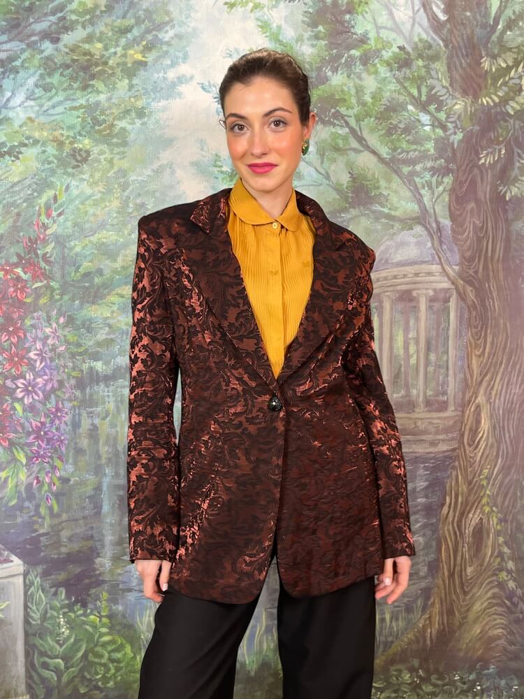 Vintage bronze floral jacquard blazer