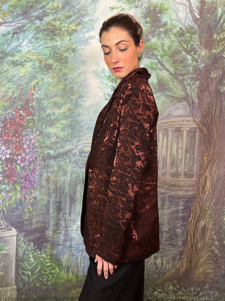 Vintage bronze floral jacquard blazer