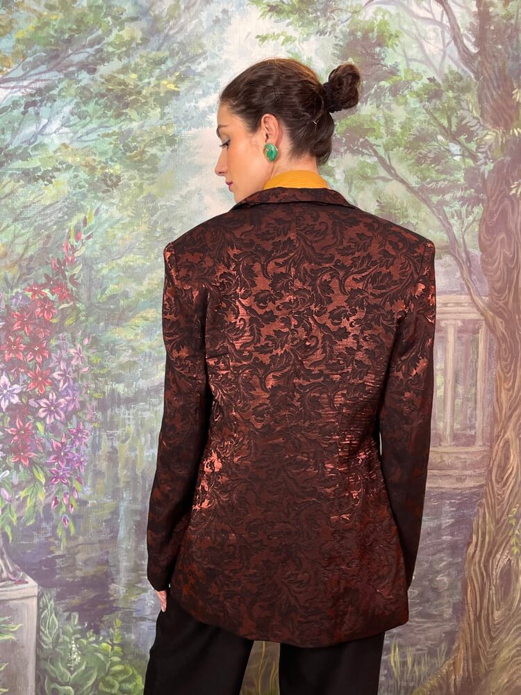 Vintage bronze floral jacquard blazer