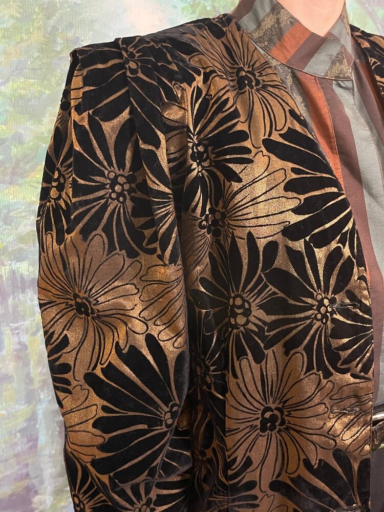 Vintage Floral Velvet Textured Blazer