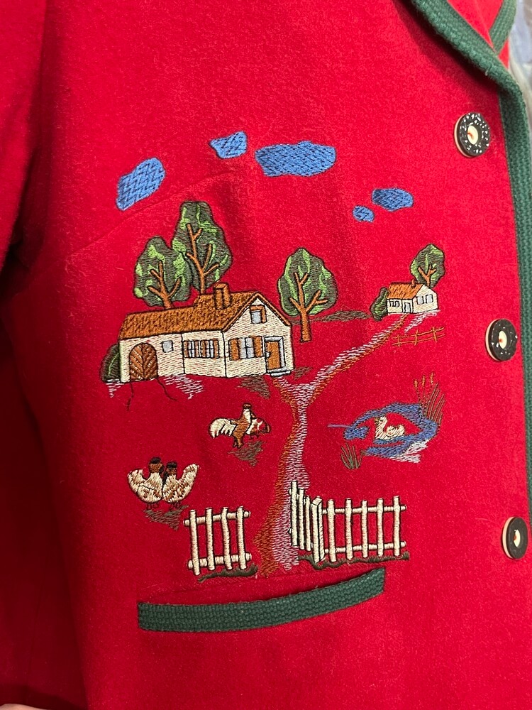 Red Austrian Wool Embroidered Jacket