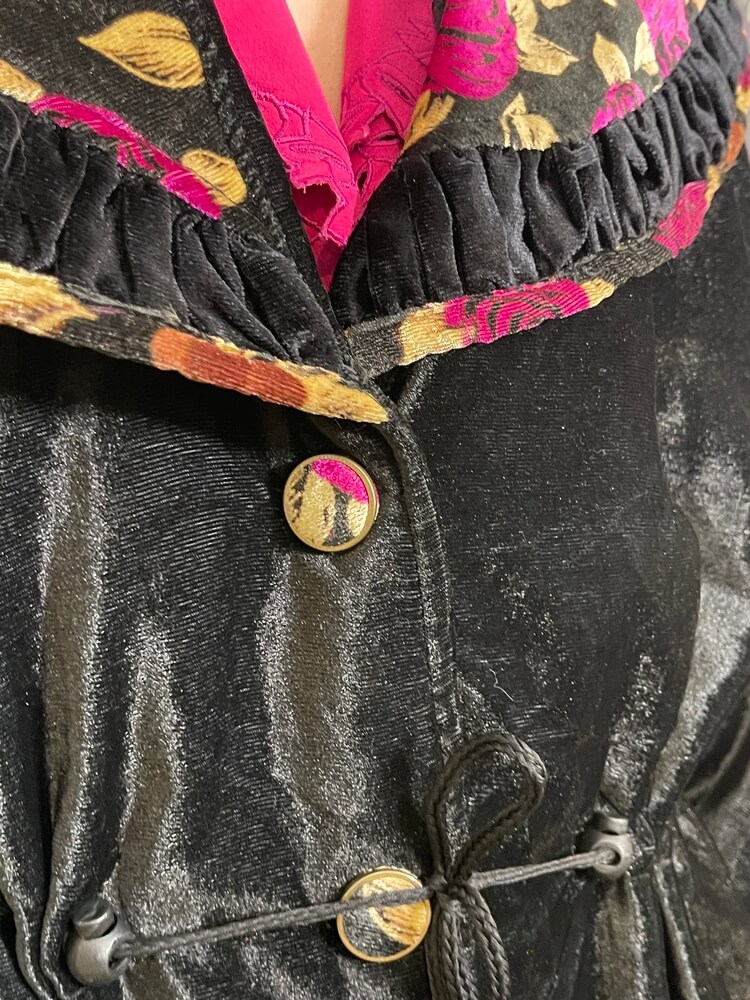 Vintage Velvet Jacket with Floral Collar Detail
