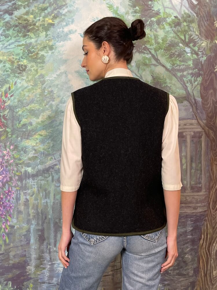 Vintage Austrian embroidered landscape vest
