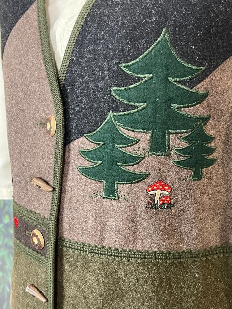 Vintage Austrian embroidered landscape vest