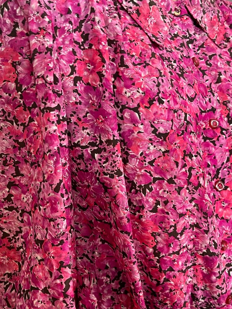 Vintage Pink Floral Printed Blouse