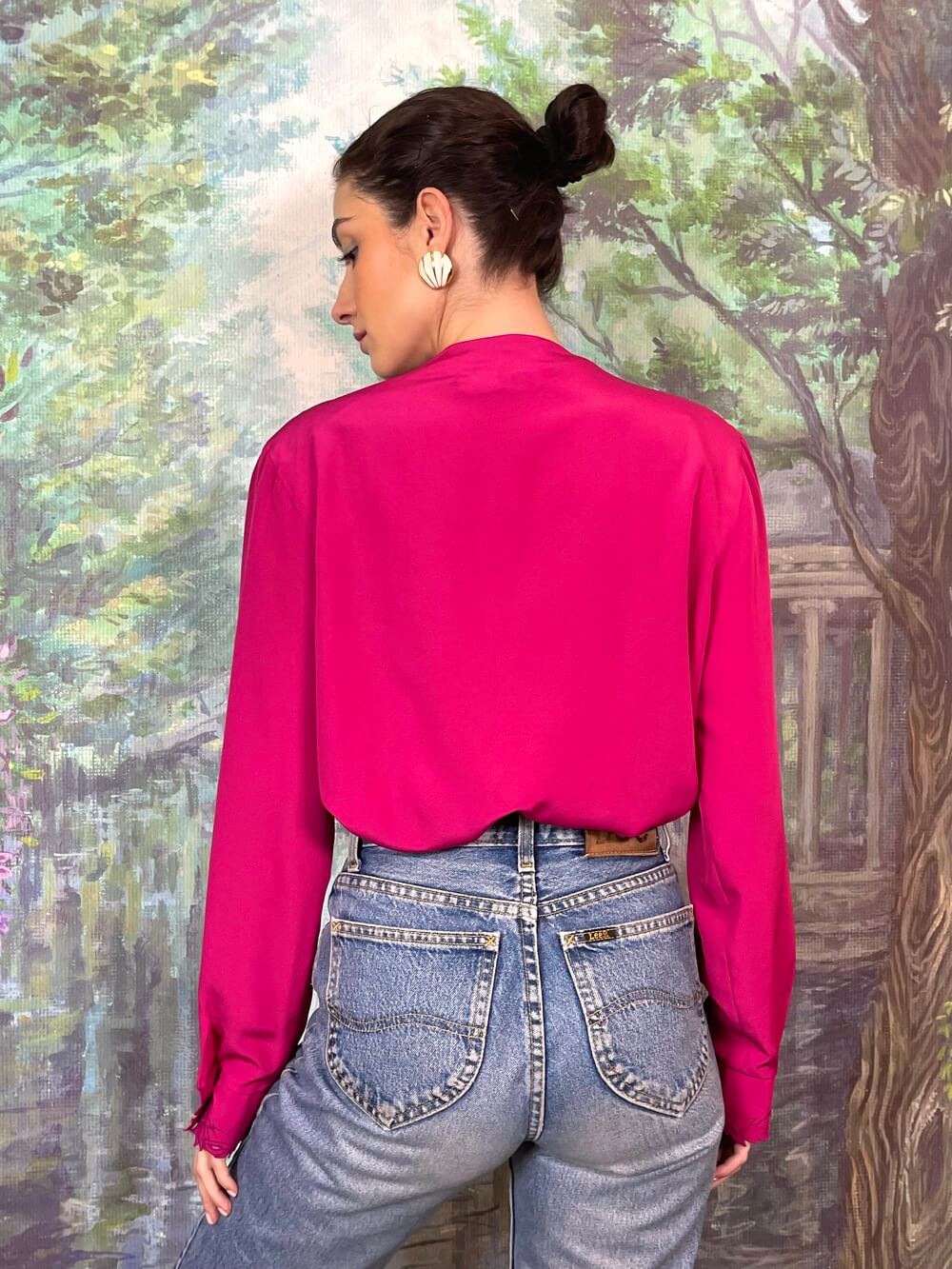 Vintage Fuchsia Blouse with Cutwork Details