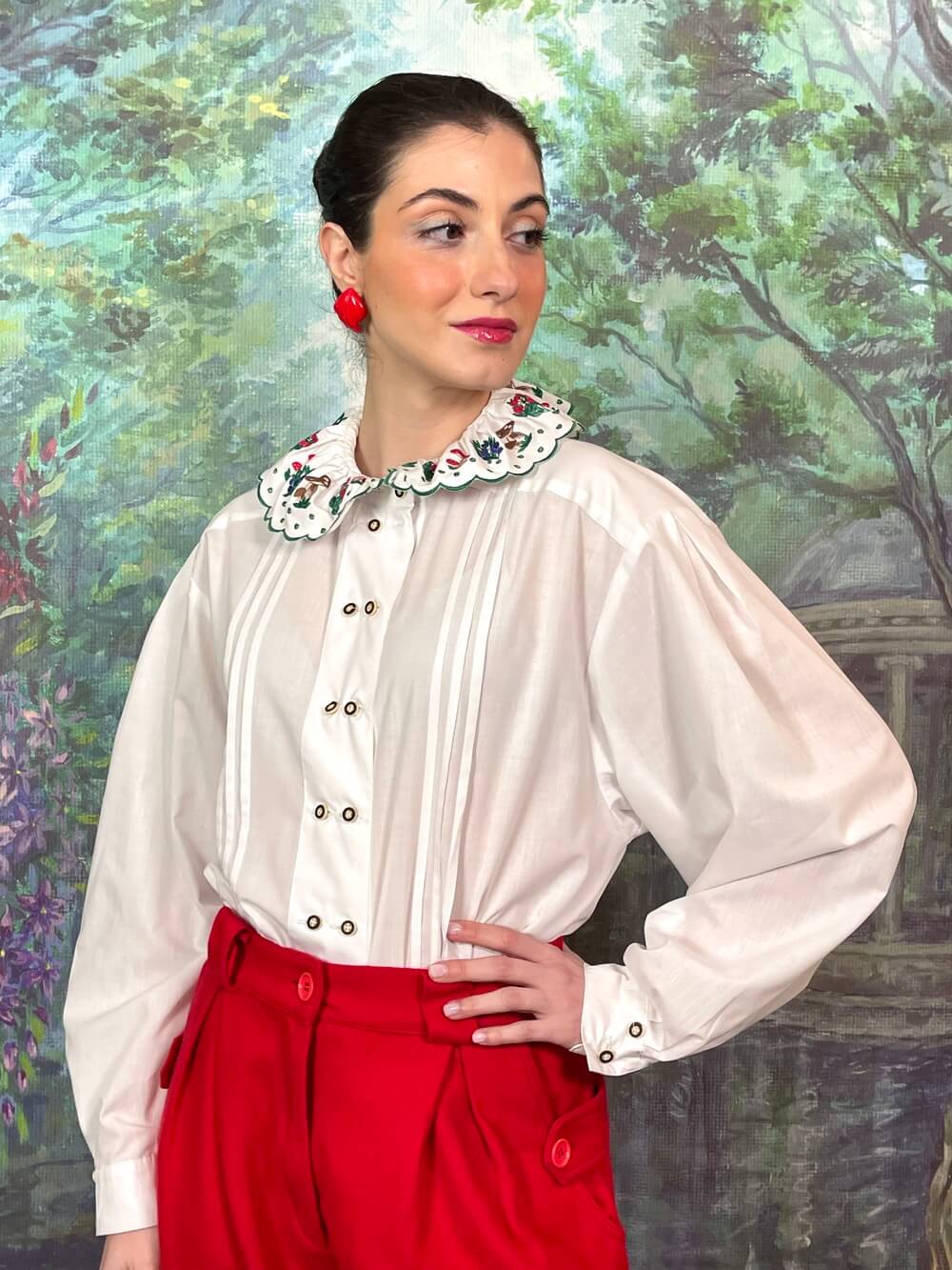 Vintage Austrian Embroidered Collar Blouse