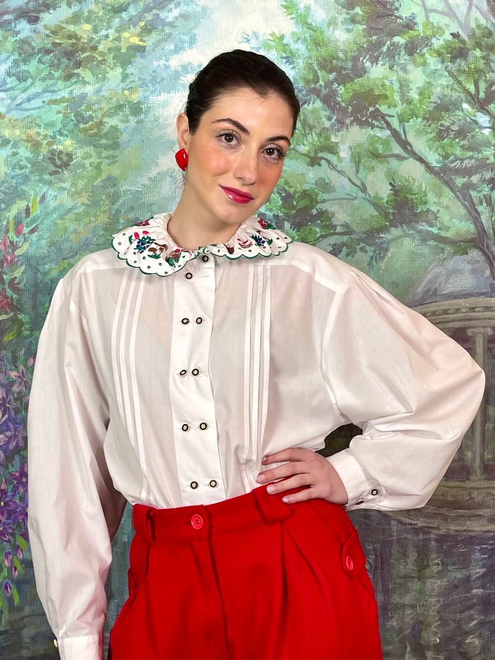 Vintage Austrian Embroidered Collar Blouse