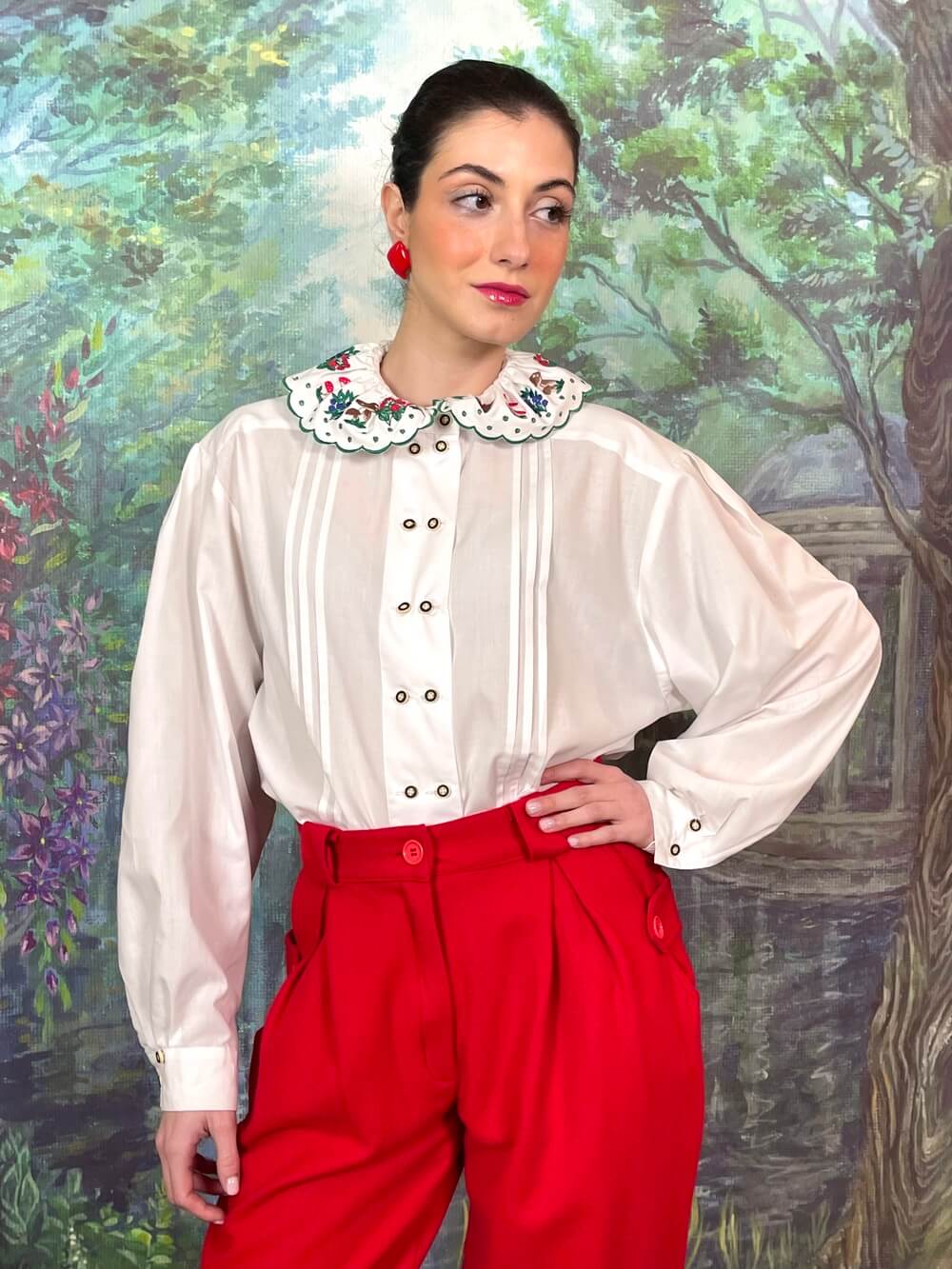 Vintage Austrian Embroidered Collar Blouse