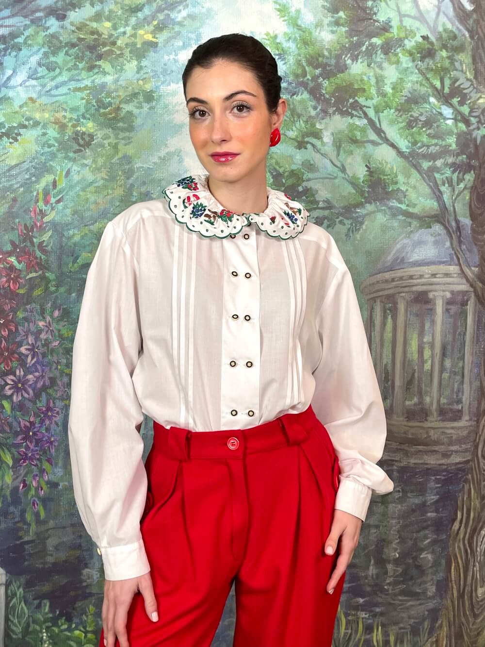 Vintage Austrian Embroidered Collar Blouse