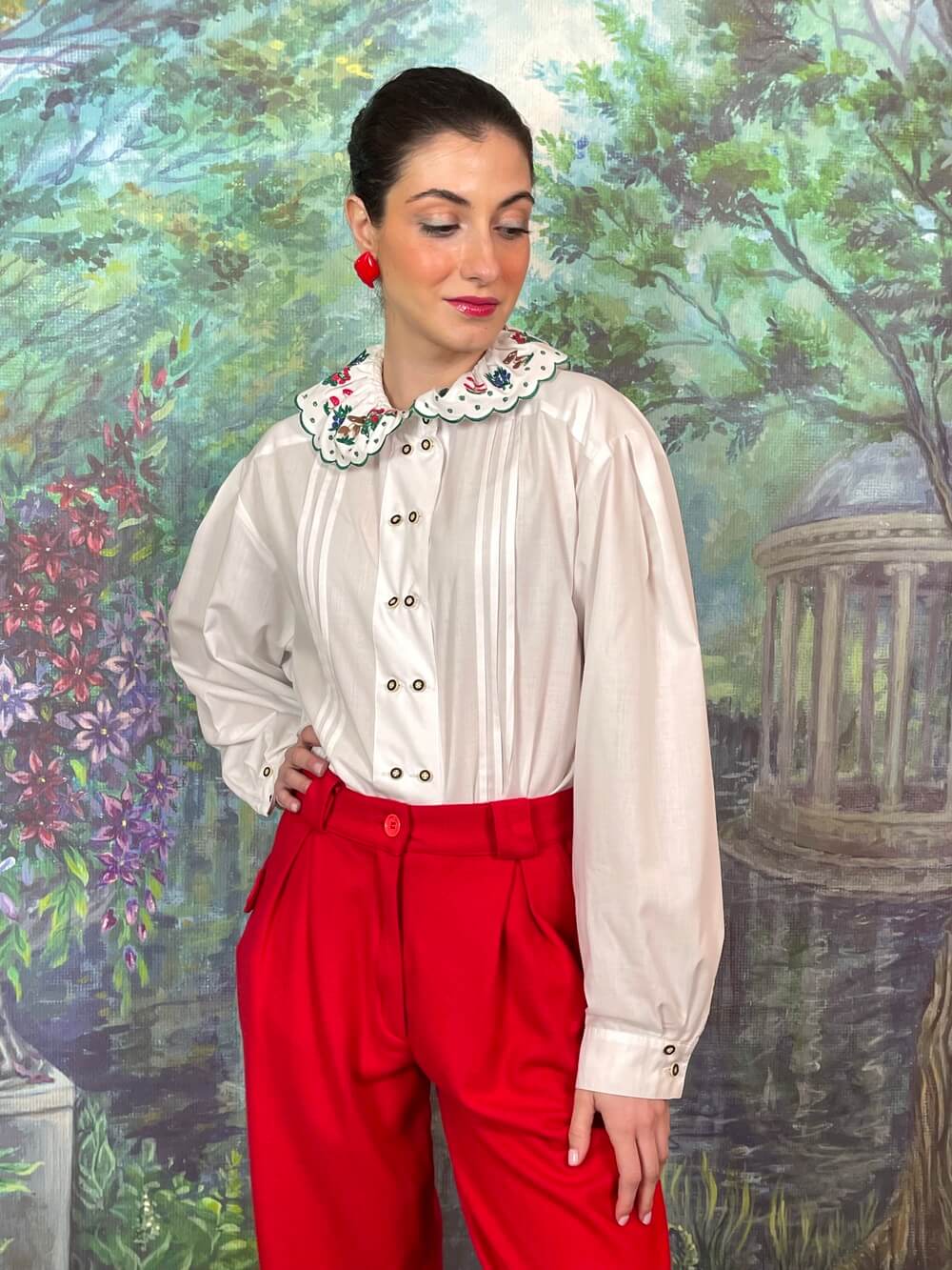 Vintage Austrian Embroidered Collar Blouse